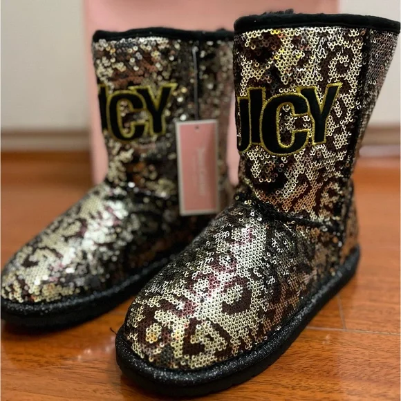 New with tags JUICY COUTURE LEOPARD SHINE BOOTS SIZE 6 - Picture 9 of 12